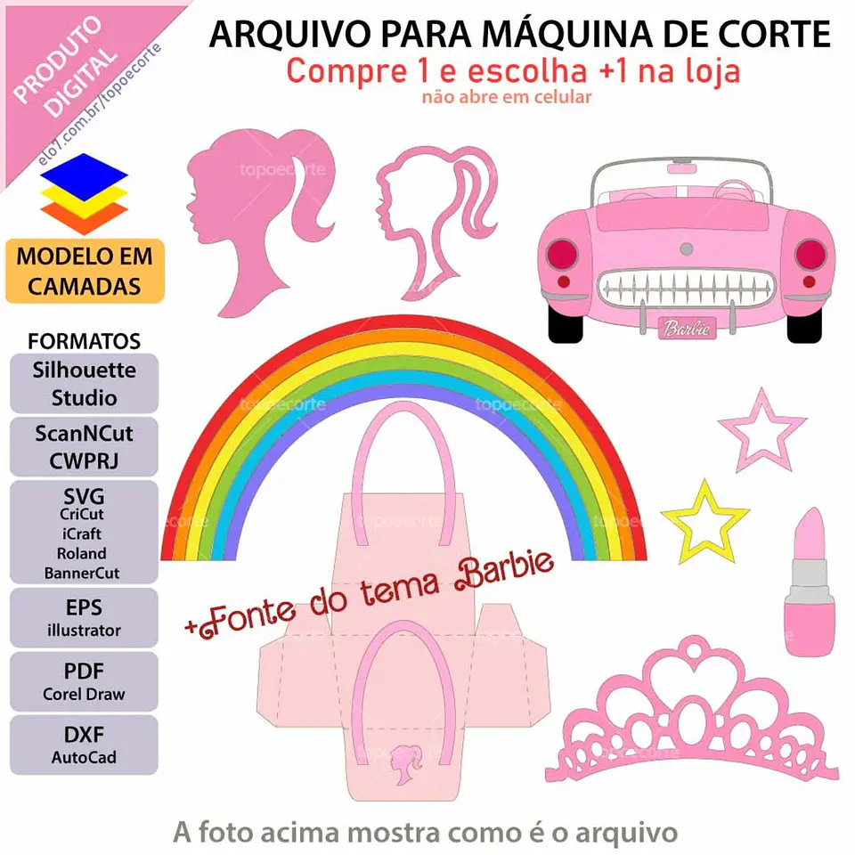 Arquivo de Corte Topo de Bolo Barbie 2 1
