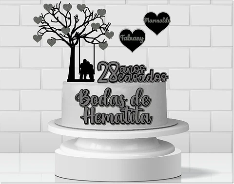 Arquivo de Corte Topo de Bolo Bodas de Hematita 1