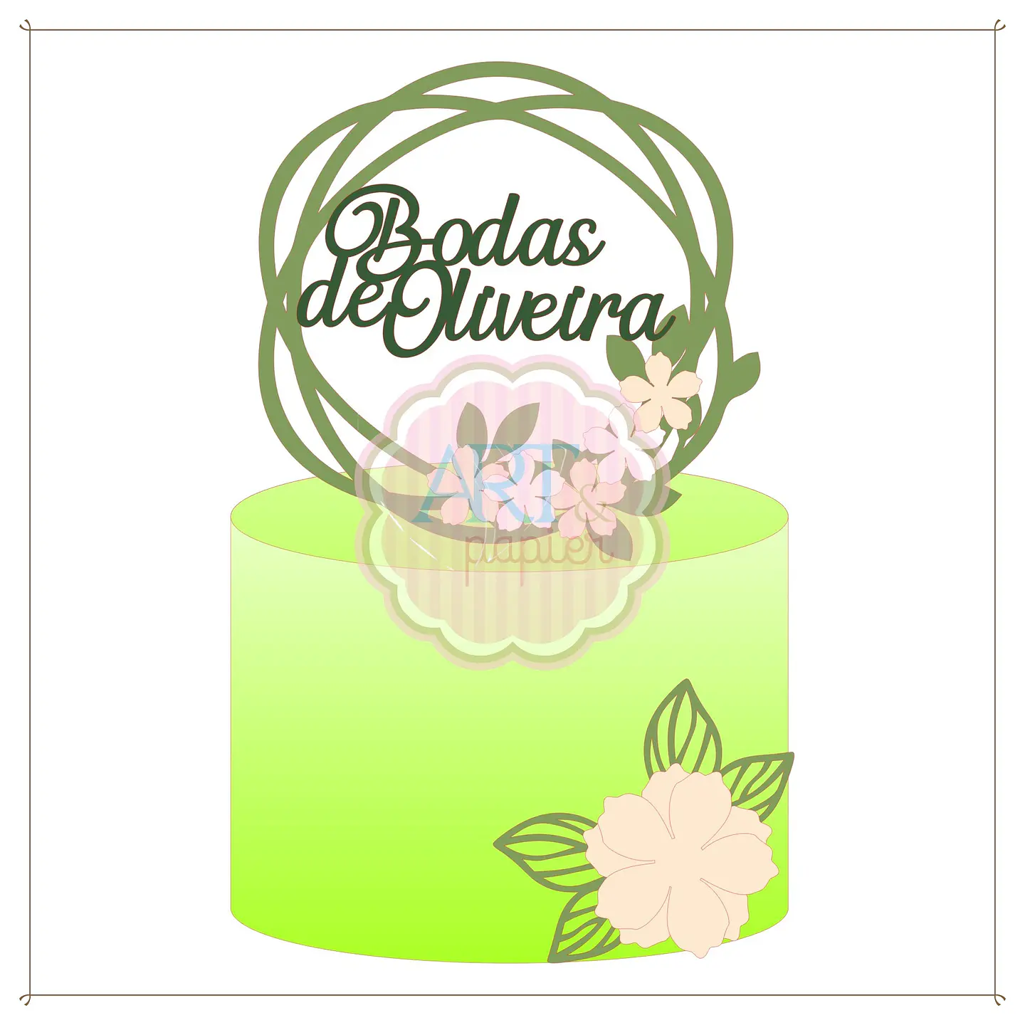Arquivo de Corte Topo de Bolo Bodas de Oliveira 1 1
