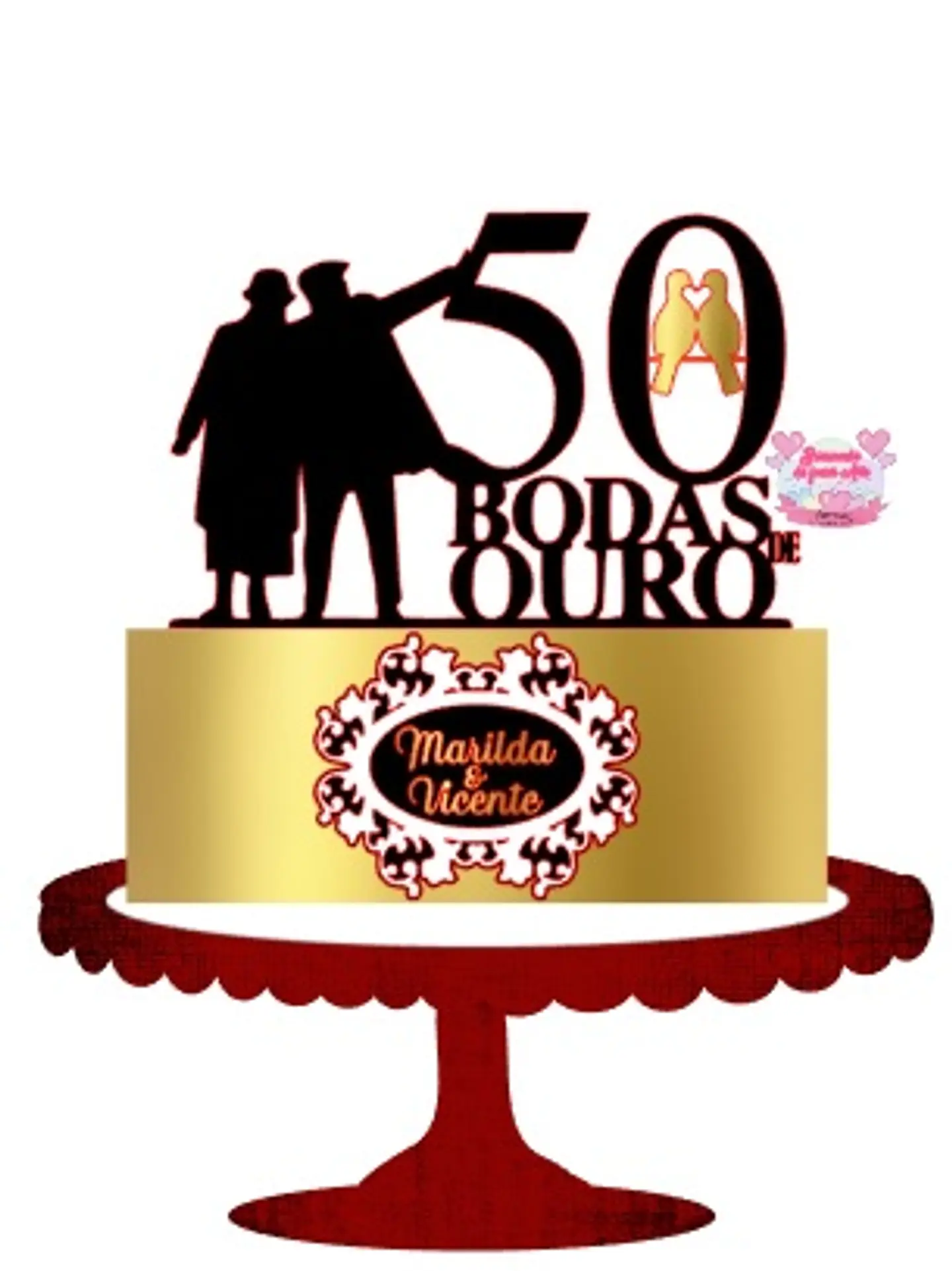 Arquivo de Corte Topo de Bolo Bodas de Ouro 4 1