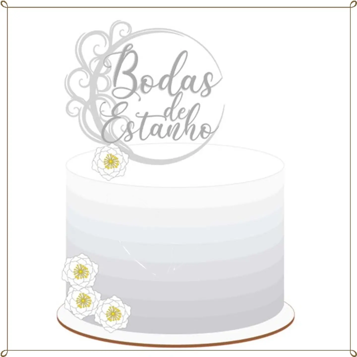 Arquivo de Corte Topo de Bolo Bodas de Estanho - Zinco 1 1