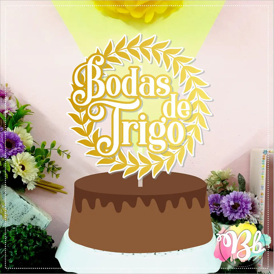 Arquivo de Corte Topo de Bolo Bodas de Trigo 1 1