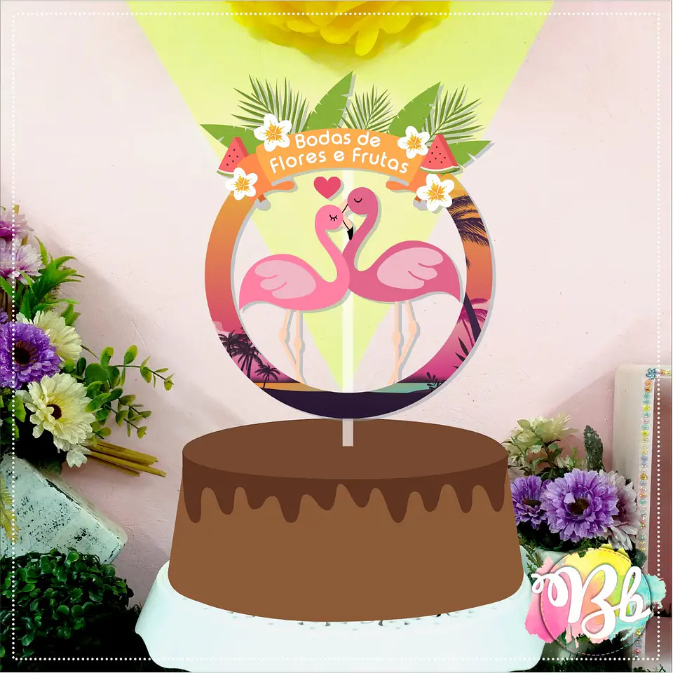 Arquivo de Corte Topo de Bolo Bodas de Flores e Frutas 1 1