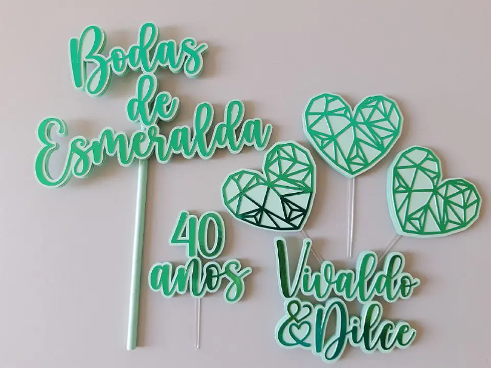Arquivo de Corte Topo de Bolo Bodas de Esmeralda 1 1