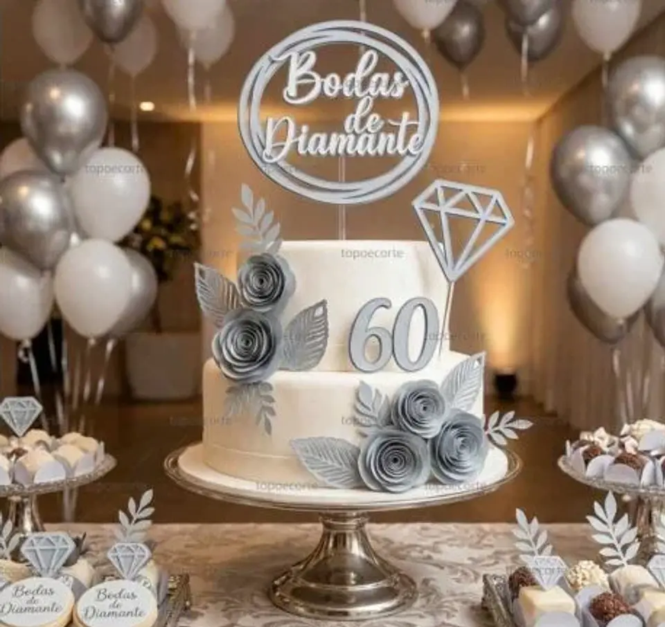 Arquivo de Corte Topo de Bolo Bodas de Diamante 3 1