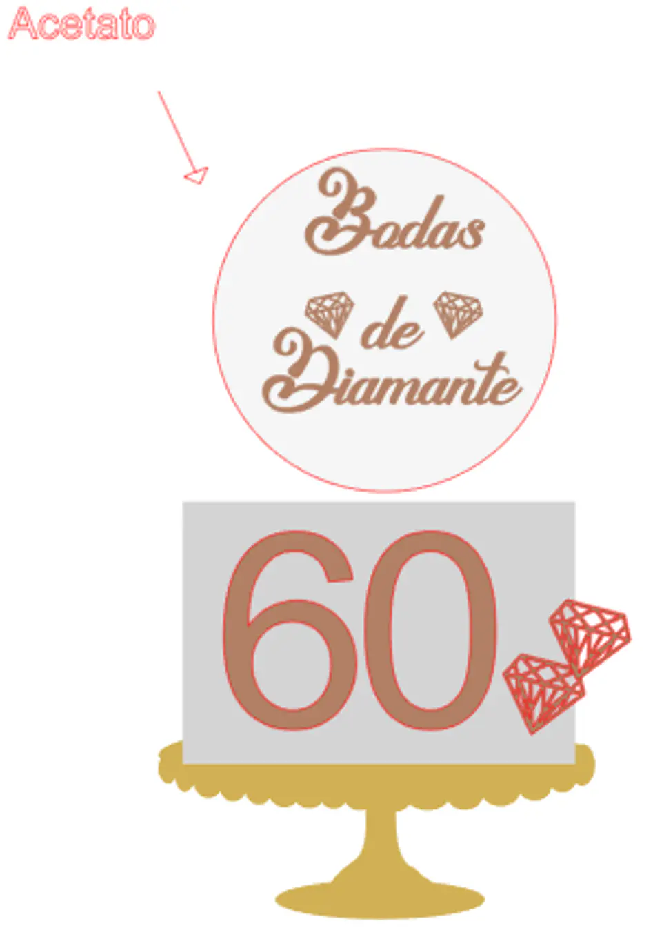 Arquivo de Corte Topo de Bolo Bodas de Diamante 1 1