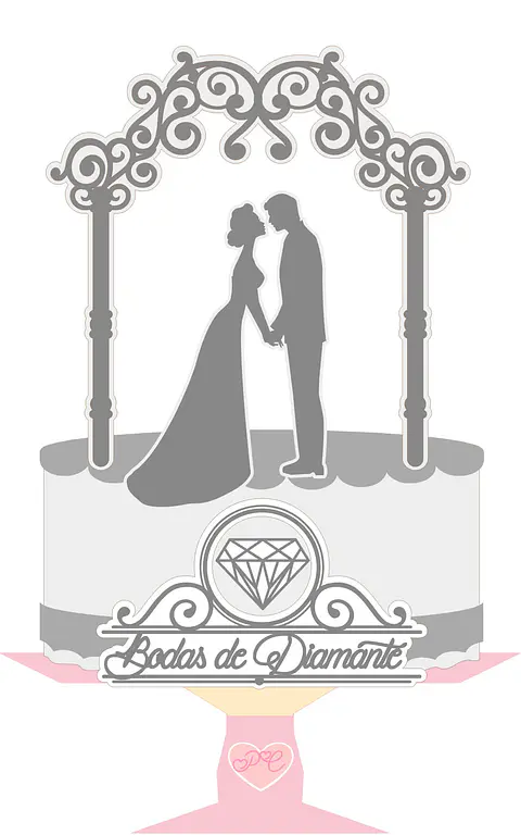 Arquivo de Corte Topo de Bolo Bodas de Diamante 2