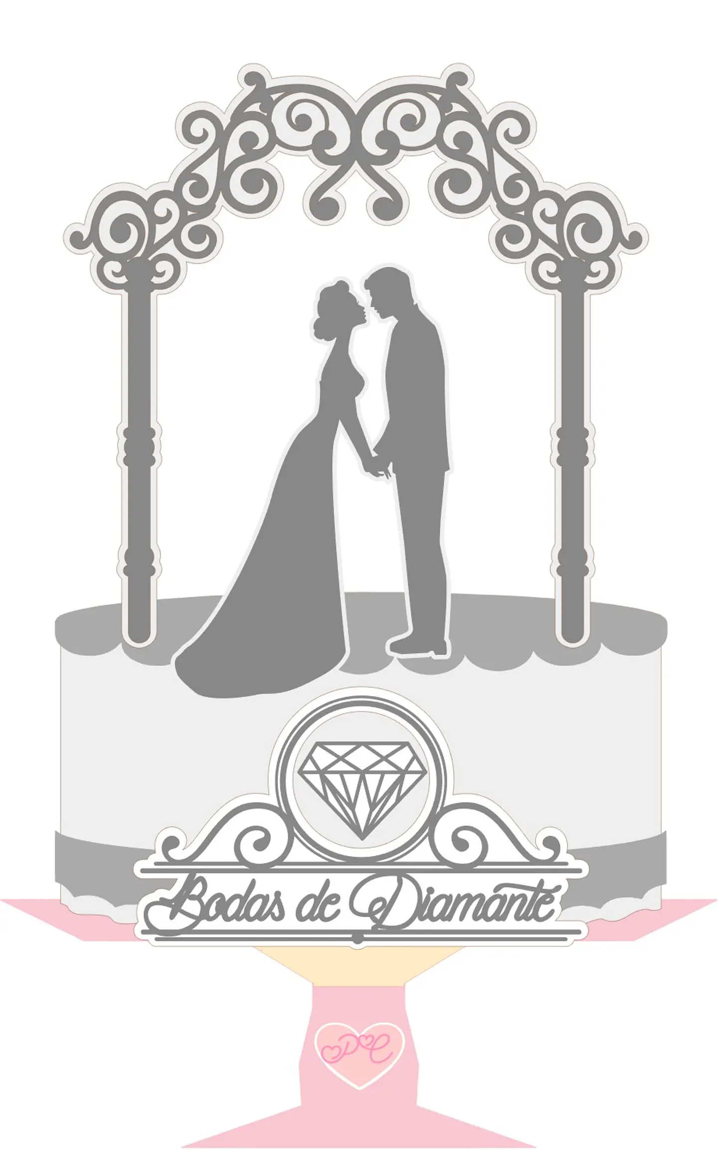 Arquivo de Corte Topo de Bolo Bodas de Diamante 2 1