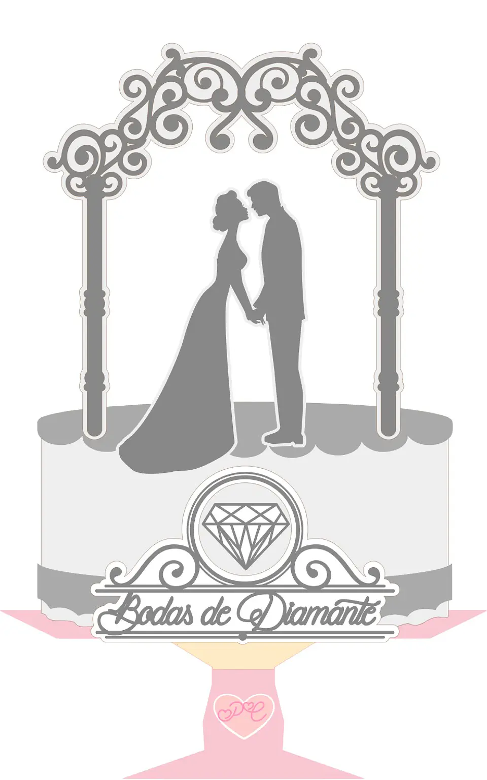 Arquivo de Corte Topo de Bolo Bodas de Diamante 2 1