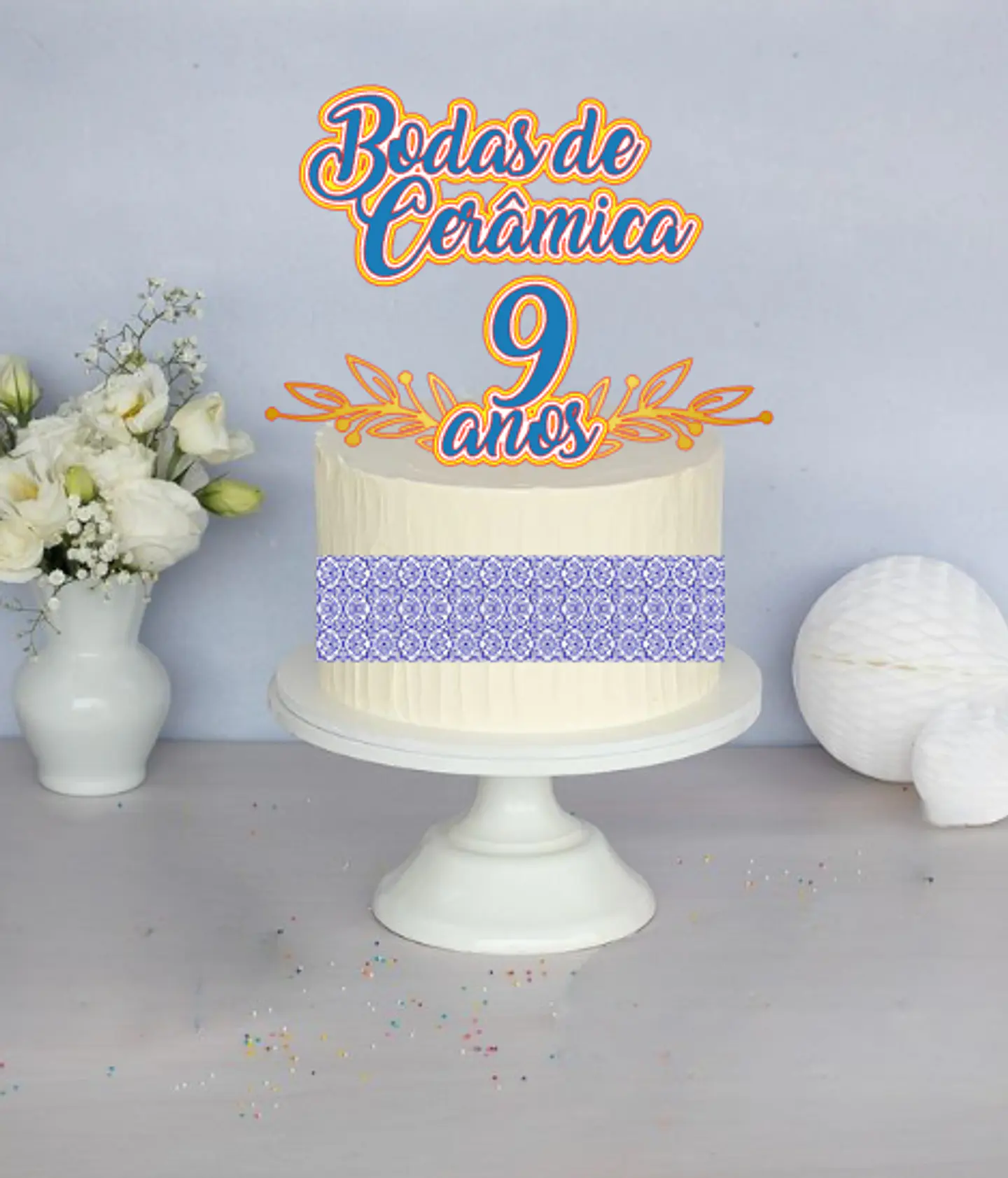 Arquivo de Corte Topo de Bolo Bodas de Cerâmica 1 1