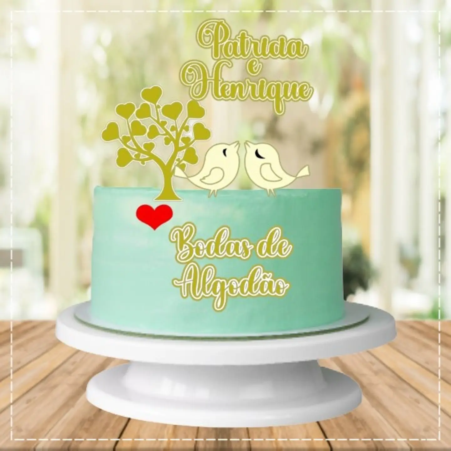 Arquivo de Corte Topo de Bolo Bodas de Algodão 3 1