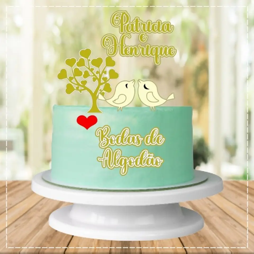 Arquivo de Corte Topo de Bolo Bodas de Algodão 3 1