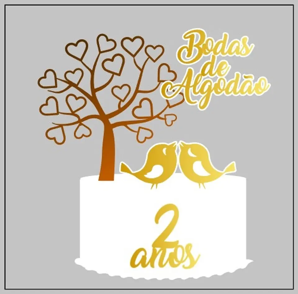 Arquivo de Corte Topo de Bolo Bodas de Algodão 2 1
