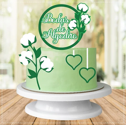 Arquivo de Corte Topo de Bolo Bodas de Algodão 1