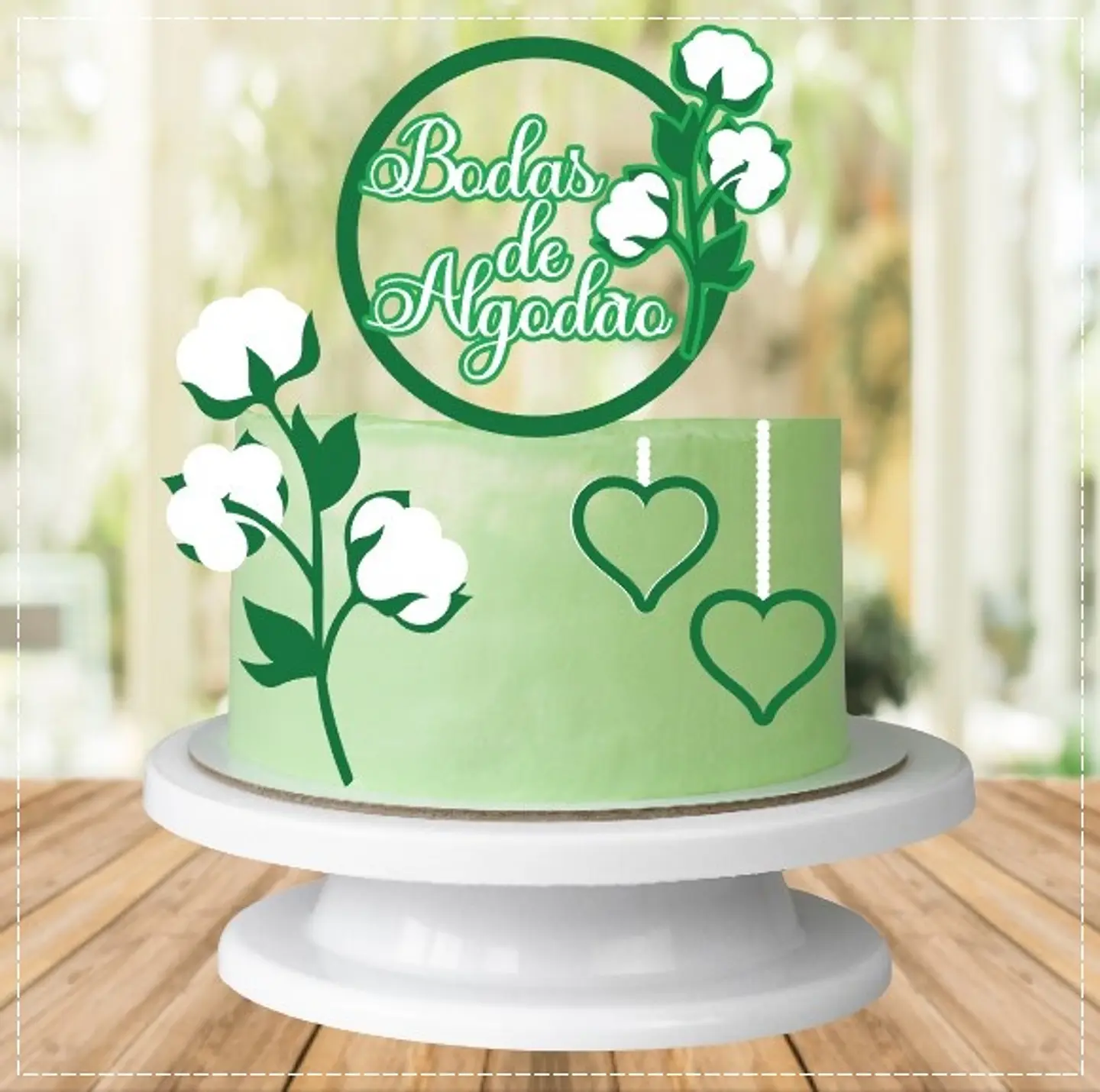 Arquivo de Corte Topo de Bolo Bodas de Algodão 1 1
