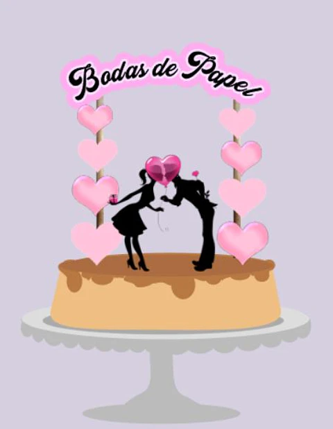 Arquivo de Corte Topo de Bolo Bodas de Papel 2