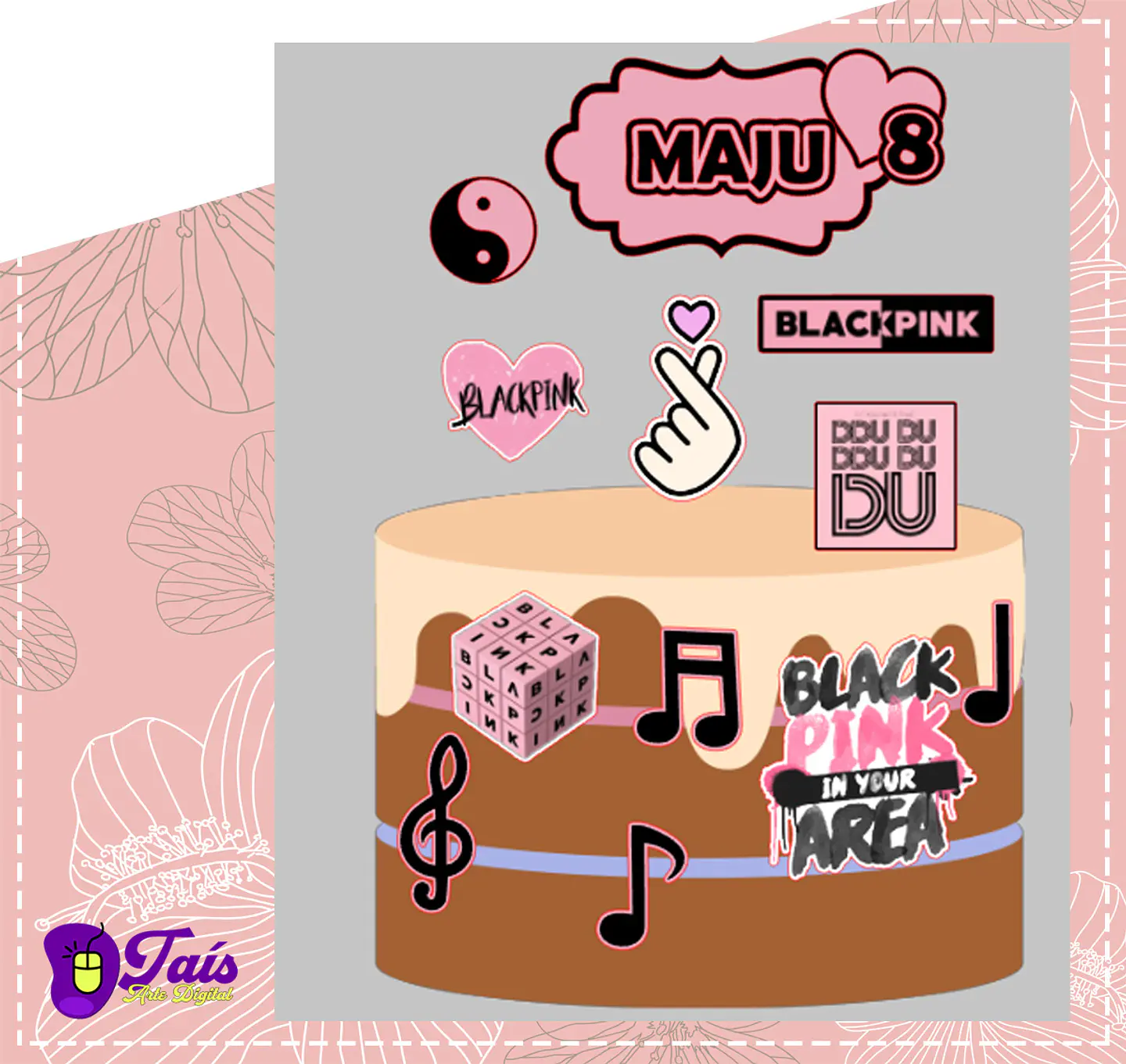 Arquivo de Corte Topo de Bolo Black Pink 10 1
