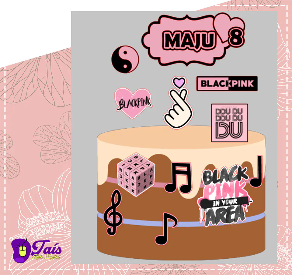 Arquivo de Corte Topo de Bolo Black Pink 10 1