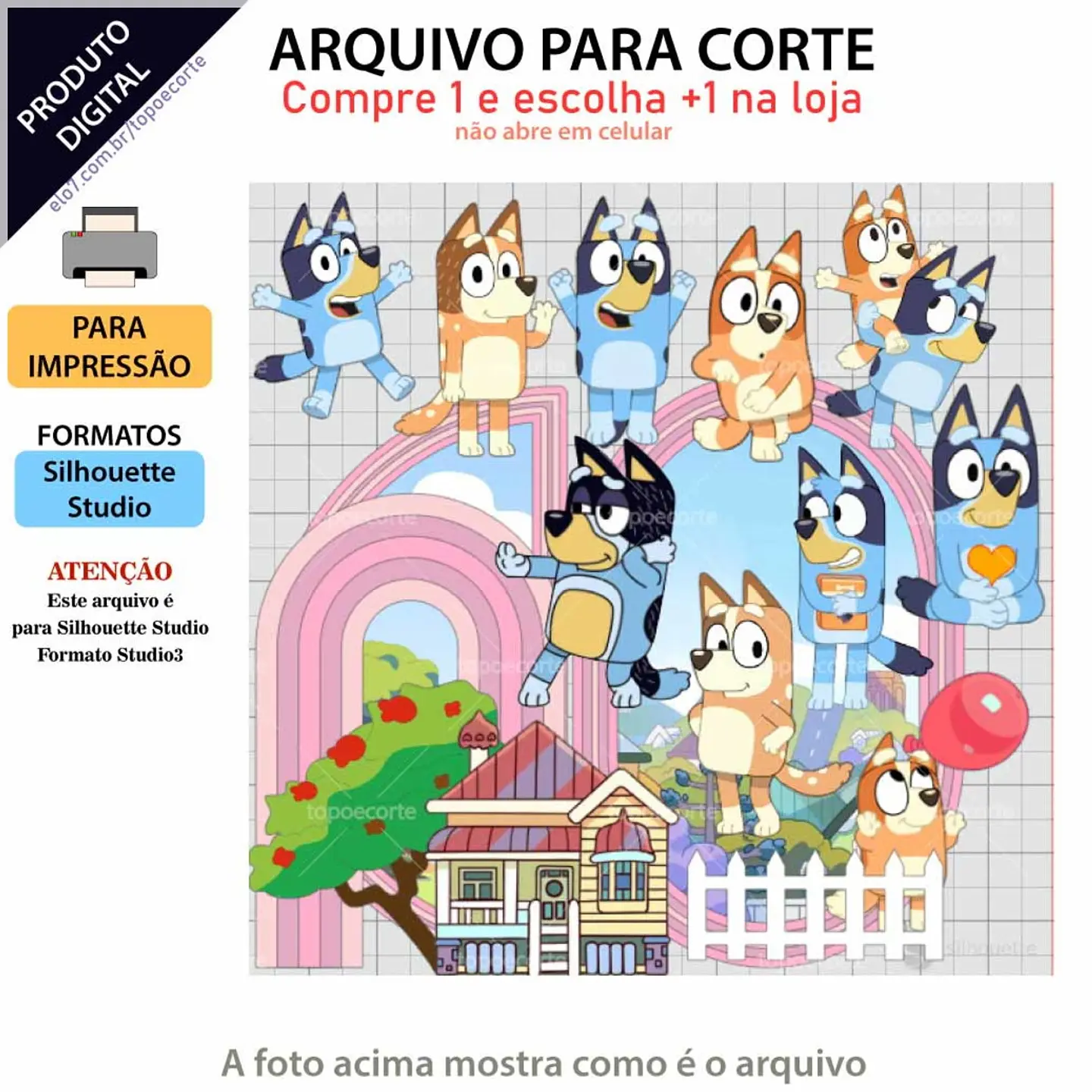 Arquivo de Corte Topo de Bolo Bluey 12 1