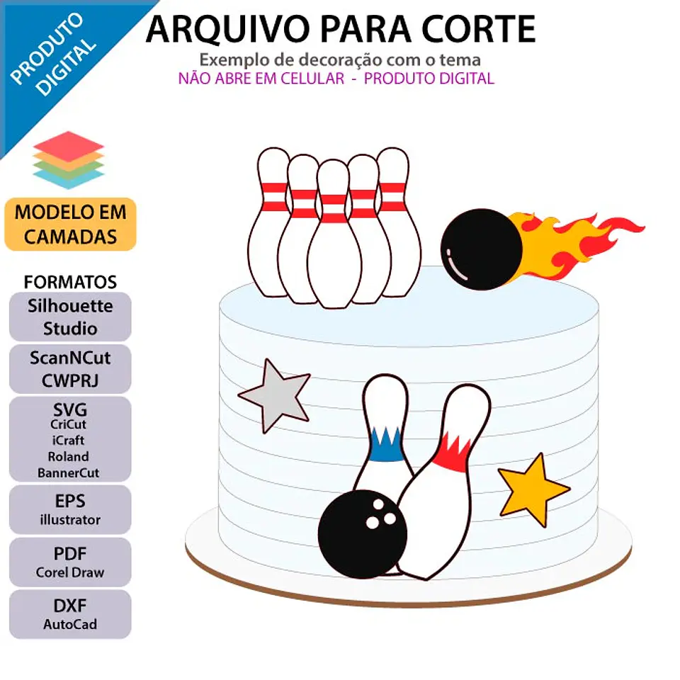 Arquivo de Corte Topo de Bolo Boliche 3 1