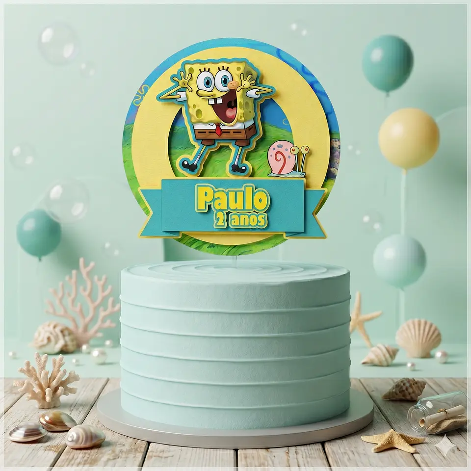 Arquivo de Corte Topo de Bolo Bob Esponja 10 1