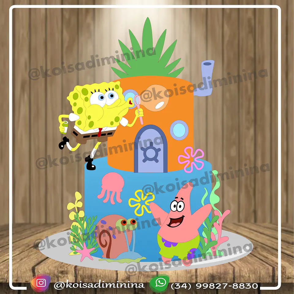 Arquivo de Corte Topo de Bolo Bob Esponja 8 1