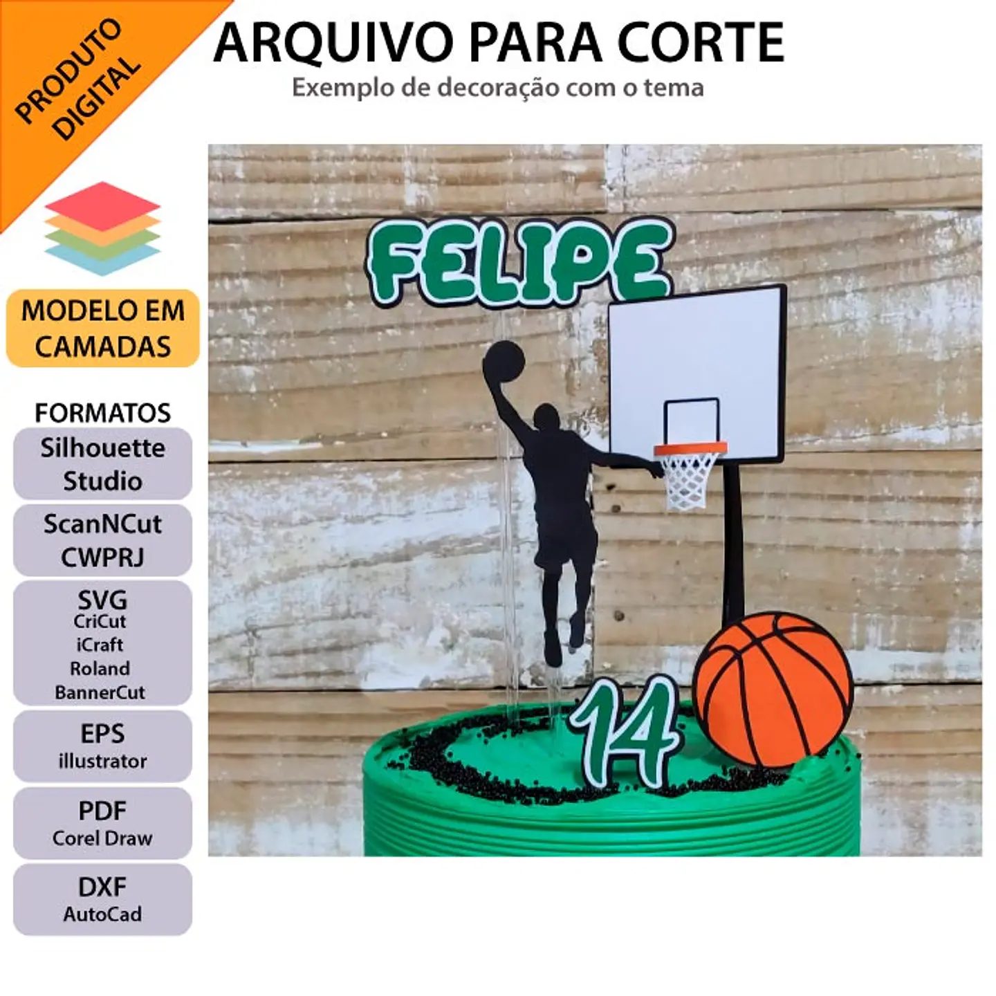 Arquivo de Corte Topo de Bolo Basquete 10 1