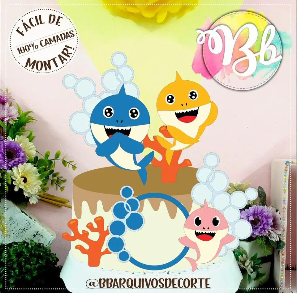 Arquivo de Corte Topo de Bolo Baby Shark 17 1