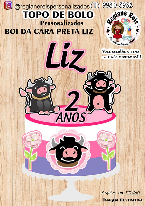 Arquivo de Corte Topo de Bolo Boi da Cara preta 1