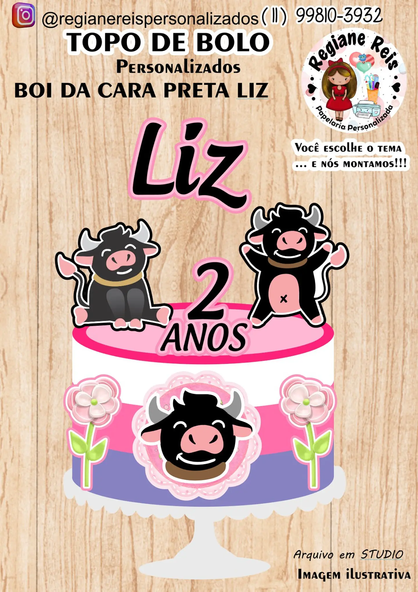 Arquivo de Corte Topo de Bolo Boi da Cara preta 1 1