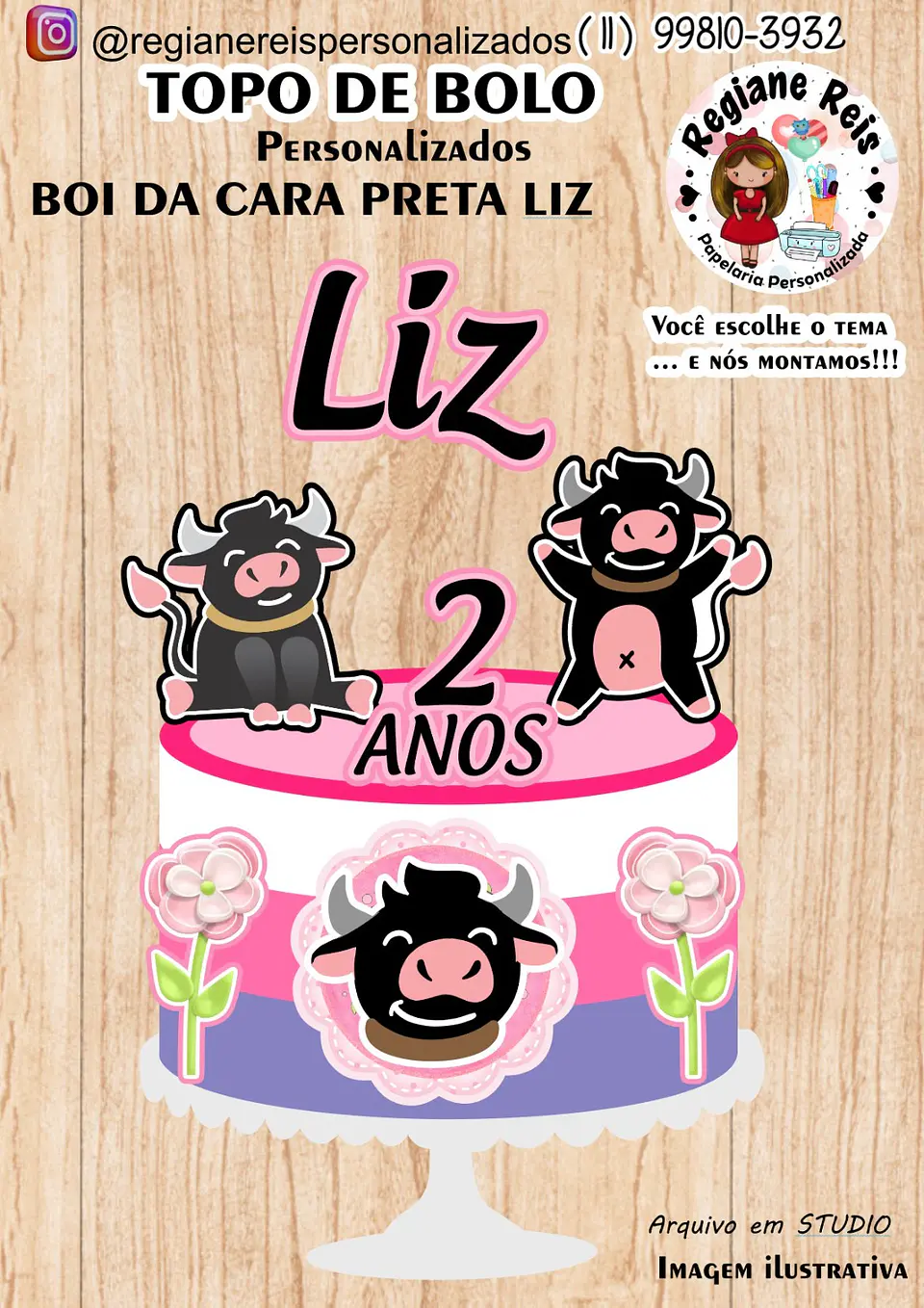 Arquivo de Corte Topo de Bolo Boi da Cara preta 1 1
