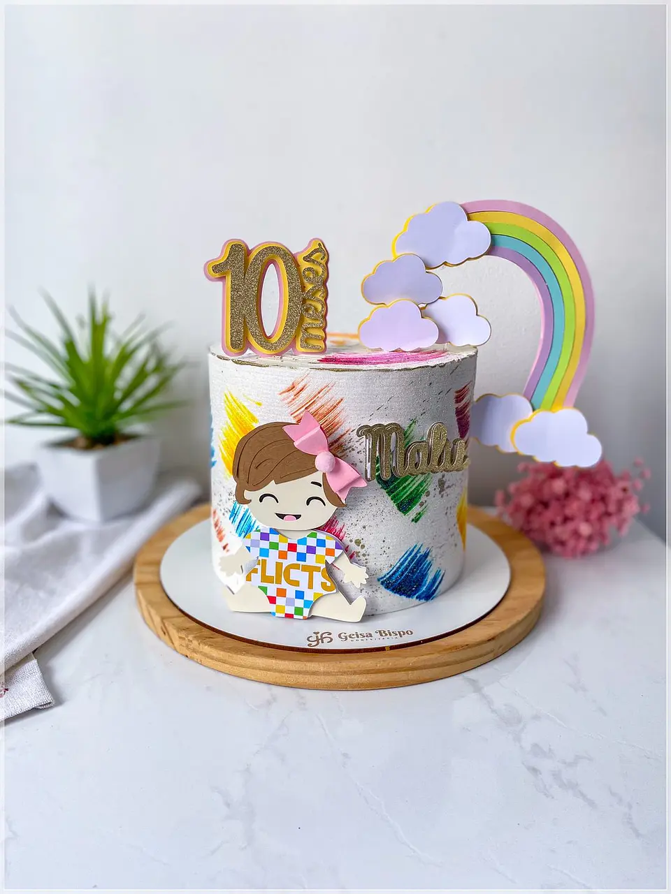 Arquivo de Corte Topo de Bolo Bebê Arco Iris 4 1