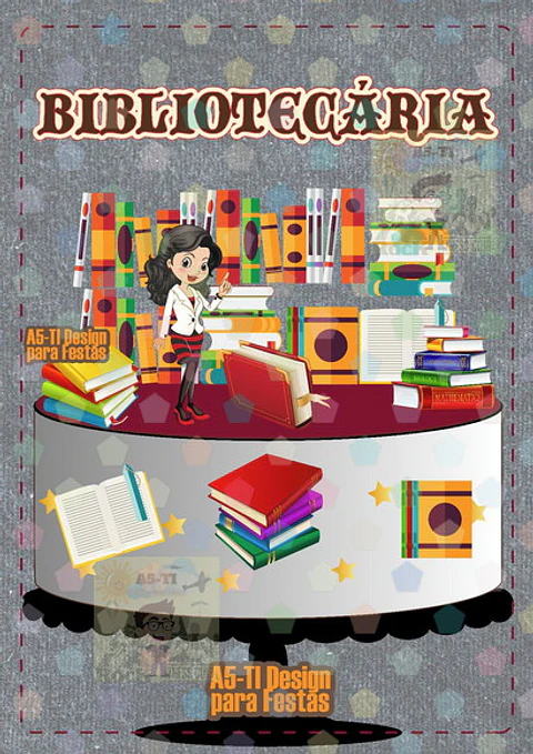 Arquivo de Corte Topo de Bolo Bibliotecária 1