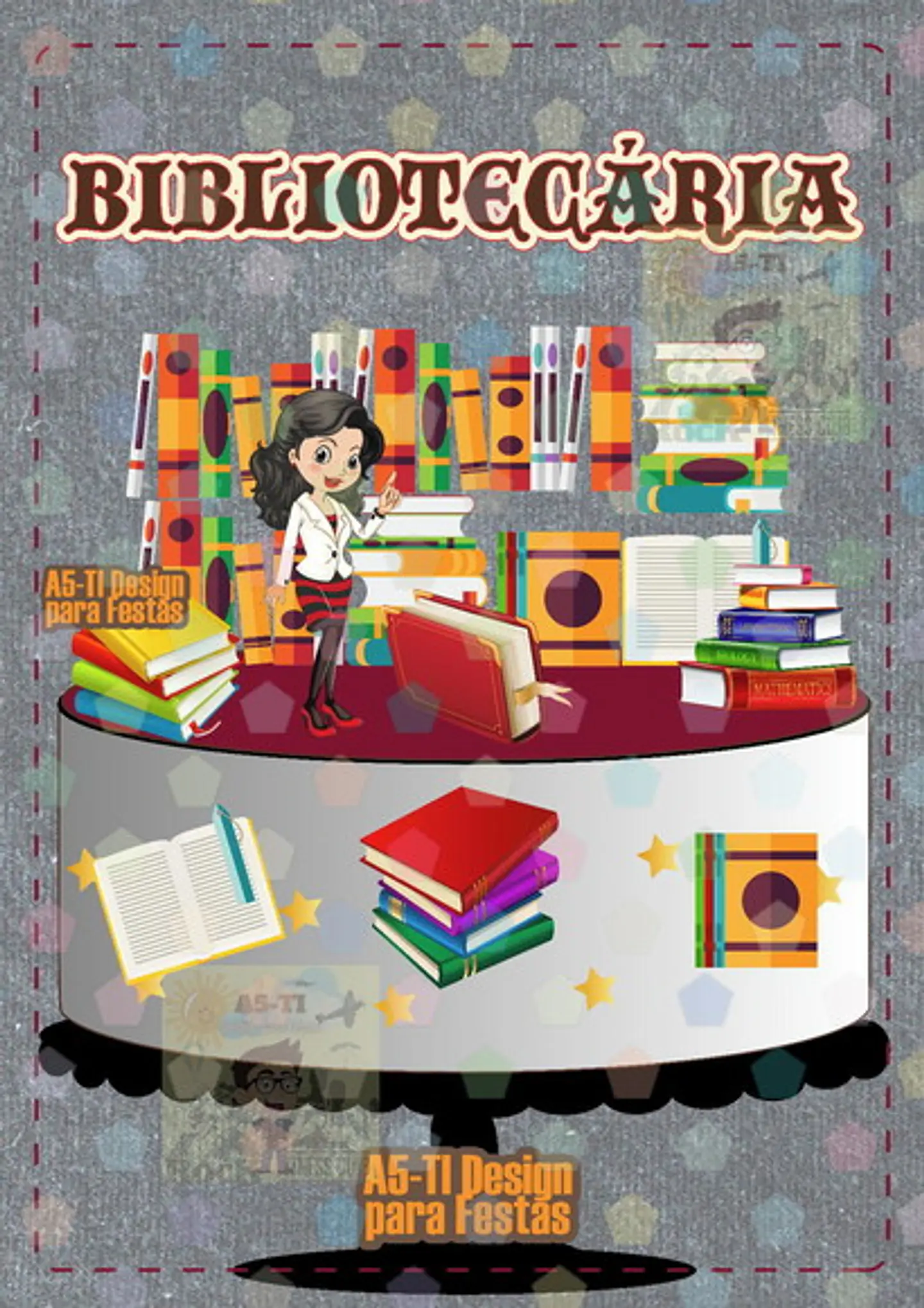 Arquivo de Corte Topo de Bolo Bibliotecária 1 1