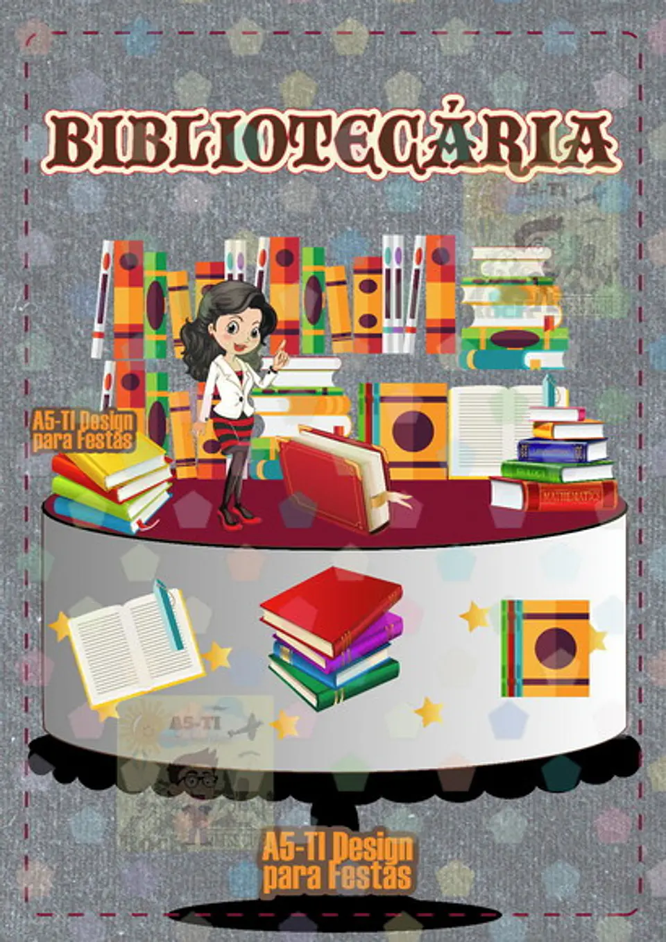 Arquivo de Corte Topo de Bolo Bibliotecária 1 1