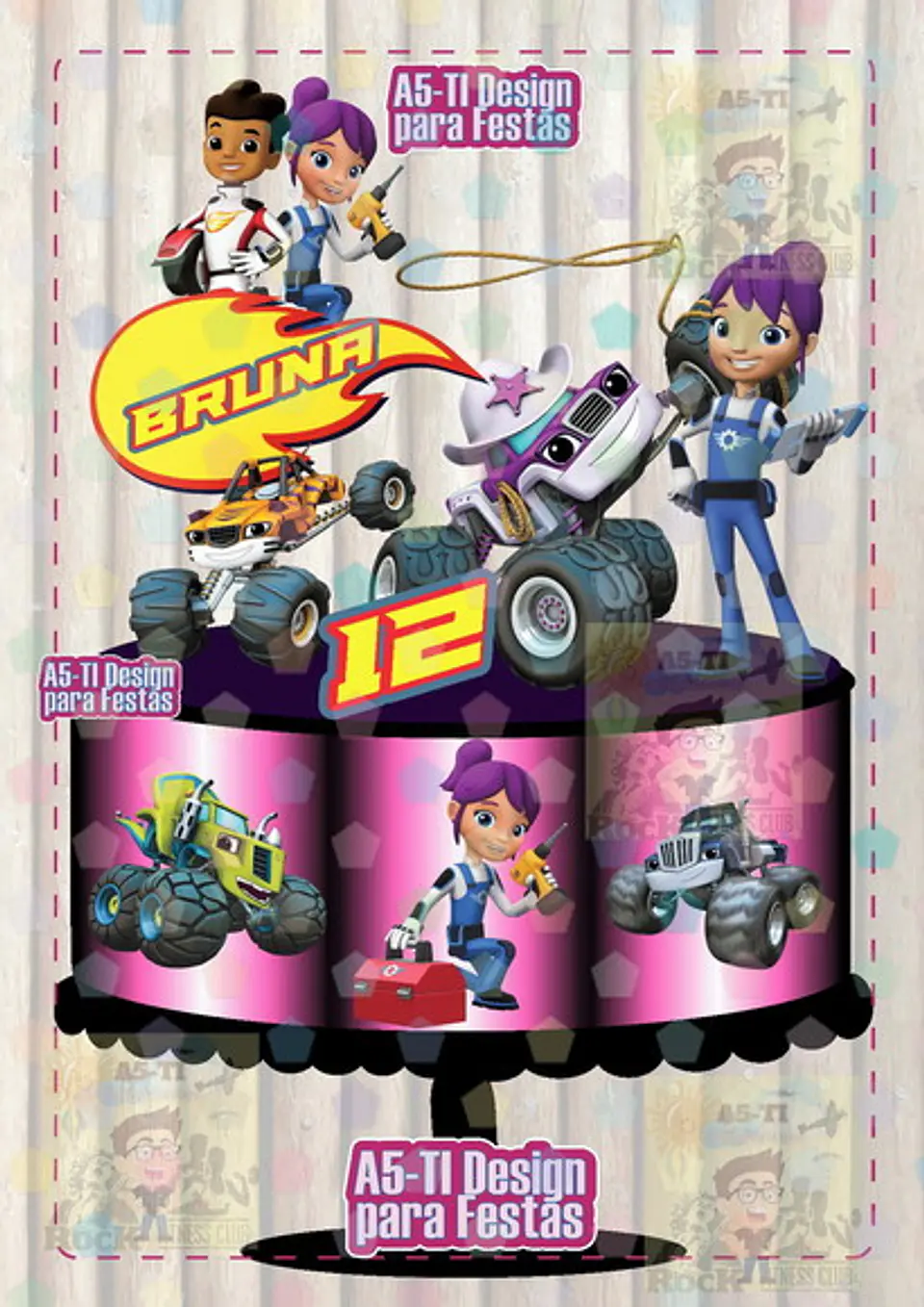 Arquivo de Corte Topo de Bolo Blaze and the Monsters Machine 3 1