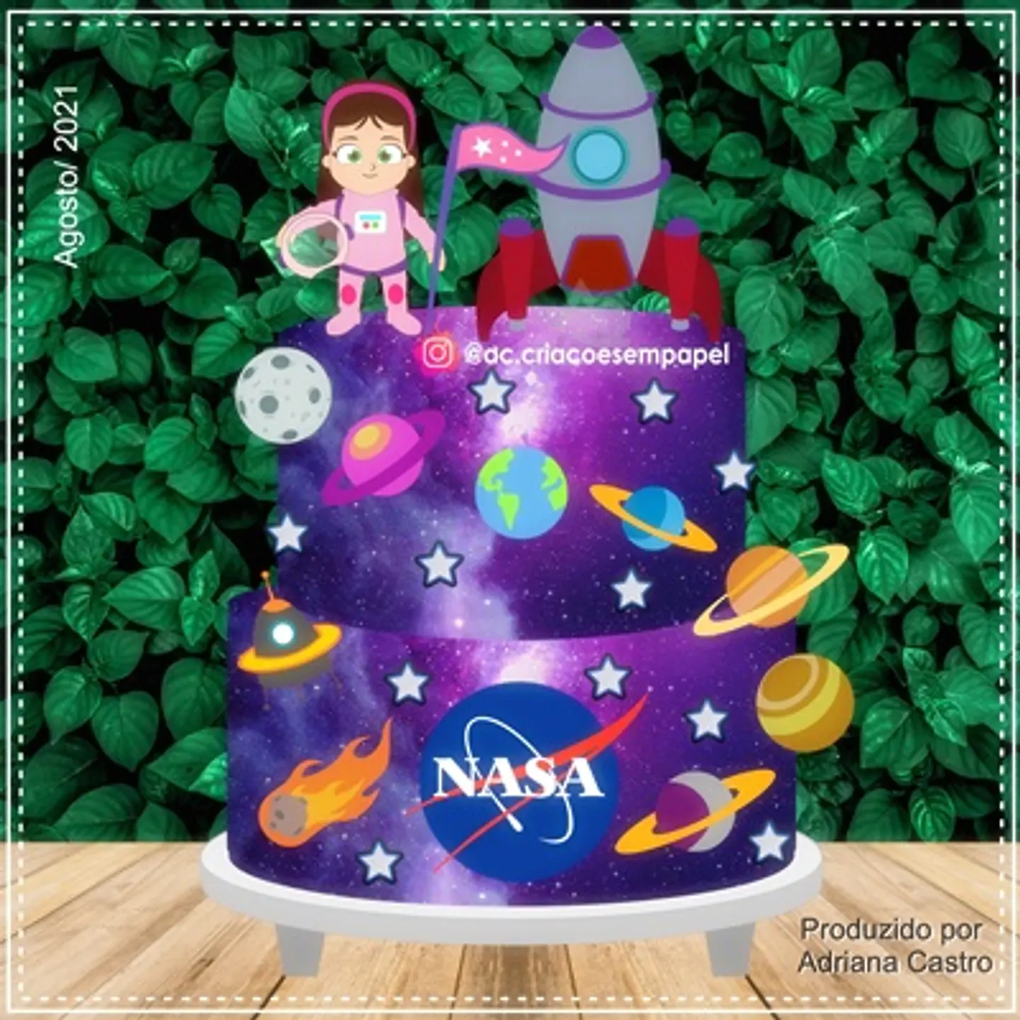 Arquivo de Corte Topo de Bolo Astronauta Menina 4 1