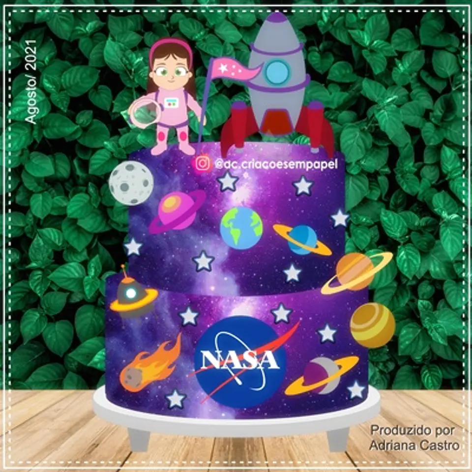 Arquivo de Corte Topo de Bolo Astronauta Menina 4 1