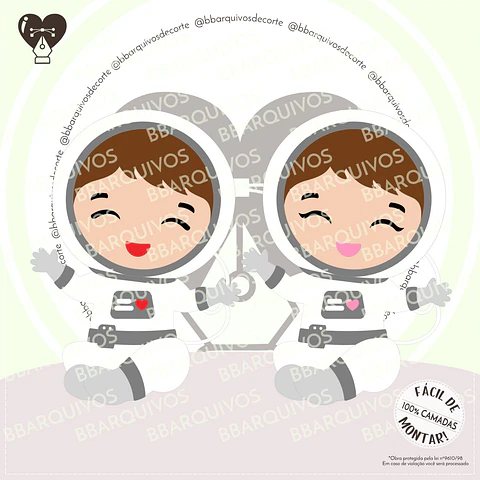 Arquivo de Corte Topo de Bolo Astronauta Menina 3