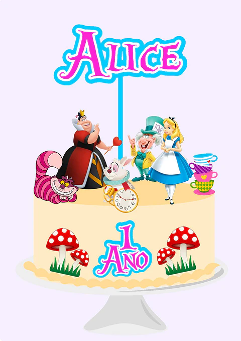 Arquivo de Corte Topo de Bolo Alice no País das Maravilhas 12