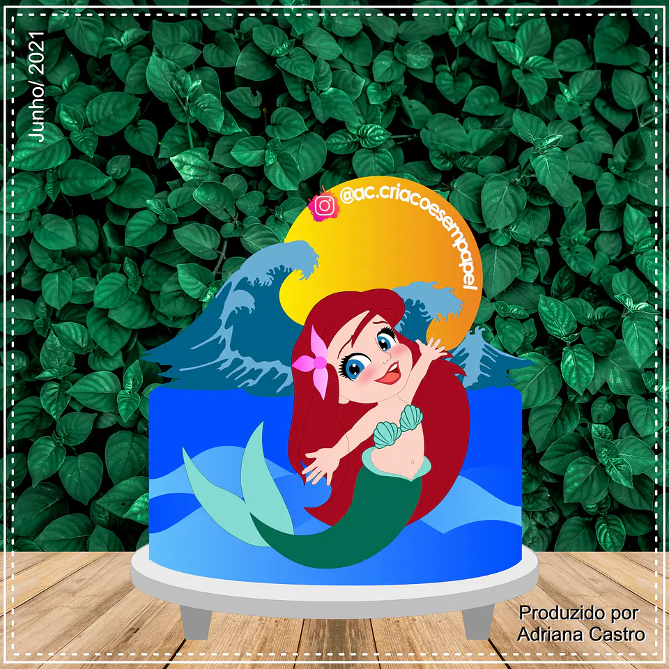 Arquivo de Corte Topo de Bolo Ariel A Pequena Sereia 39 1