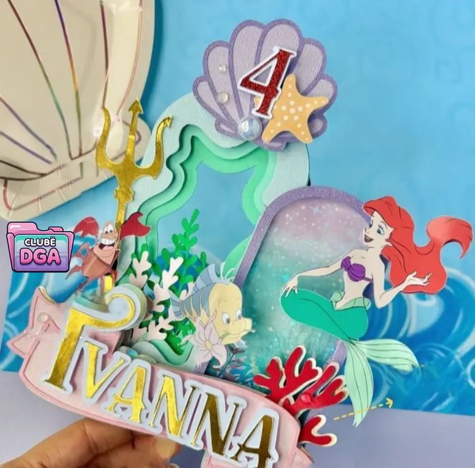 Arquivo de Corte Topo de Bolo Ariel A Pequena Sereia 30 1