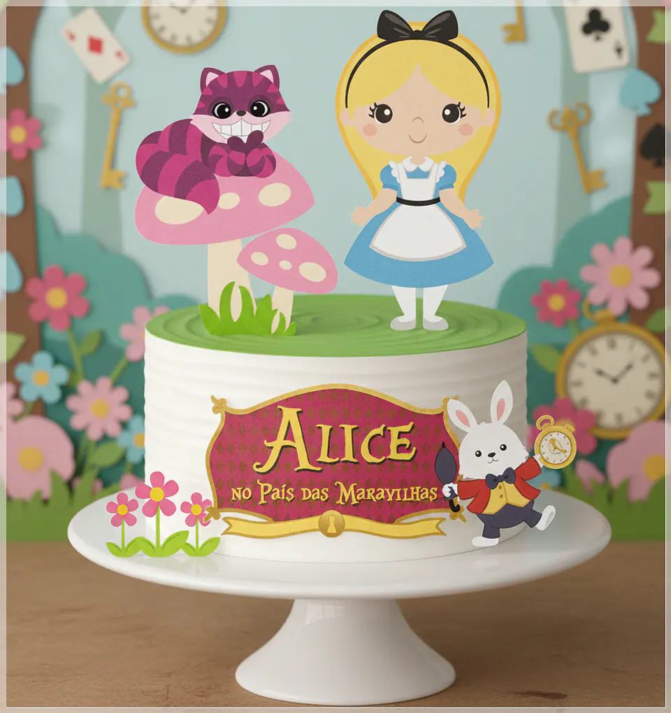 Arquivo de Corte Topo de Bolo Alice no Pais das Maravilhas 1 1