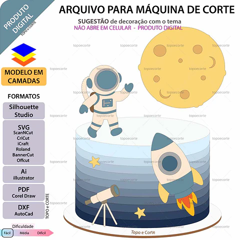 Arquivo de Corte Topo de Bolo Astronauta 31