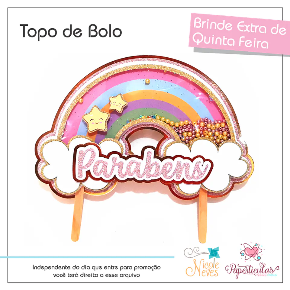 Arquivo de Corte Topo de Bolo Arco Íris 13 1