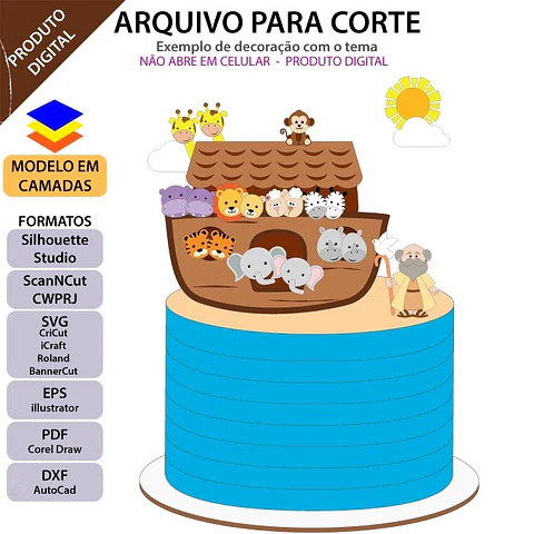 Arquivo de Corte Topo de Bolo Arca de Noé 3