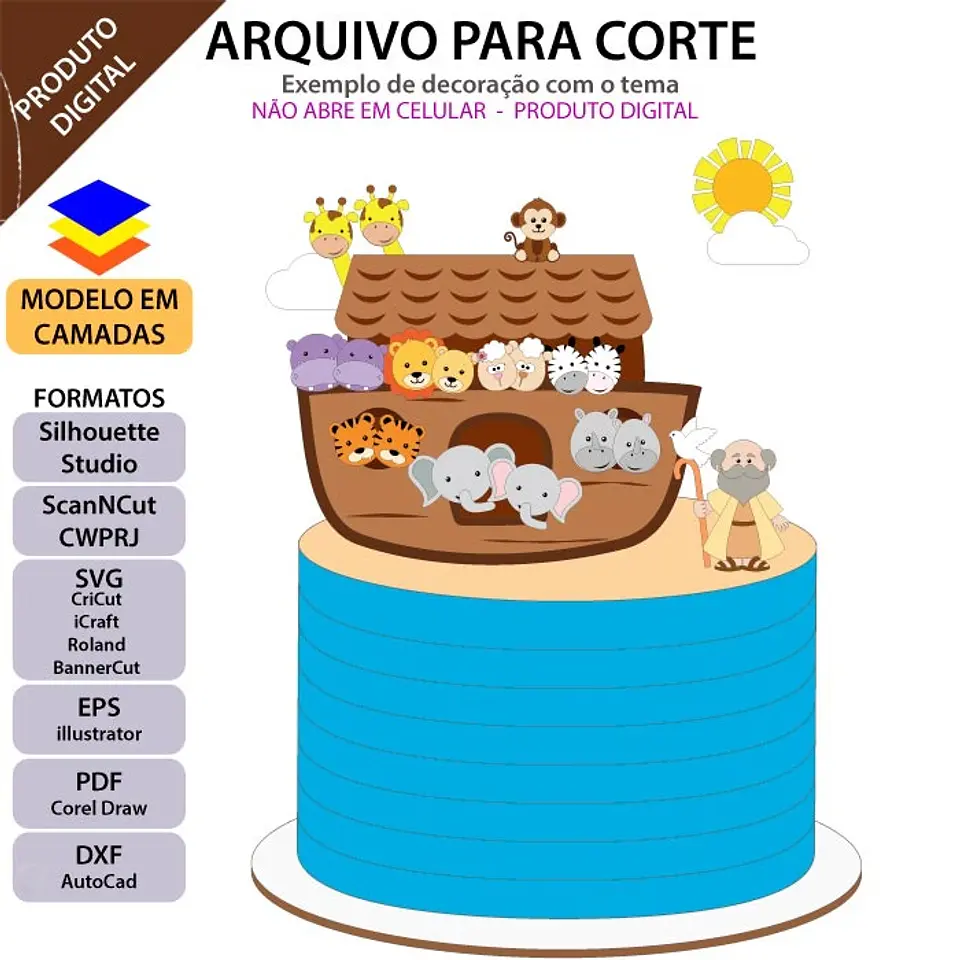Arquivo de Corte Topo de Bolo Arca de Noé 3 1