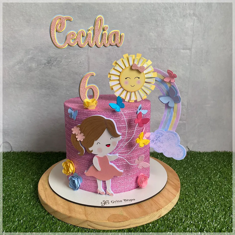 Arquivo de Corte Topo de Bolo Arco Íris Menina 18 1