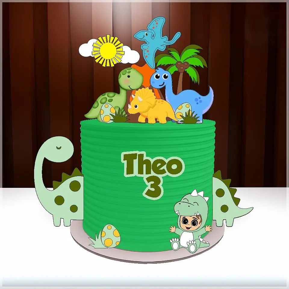 Arquivo de Corte Topo de Bolo Dino Dinossauro Baby 115 1