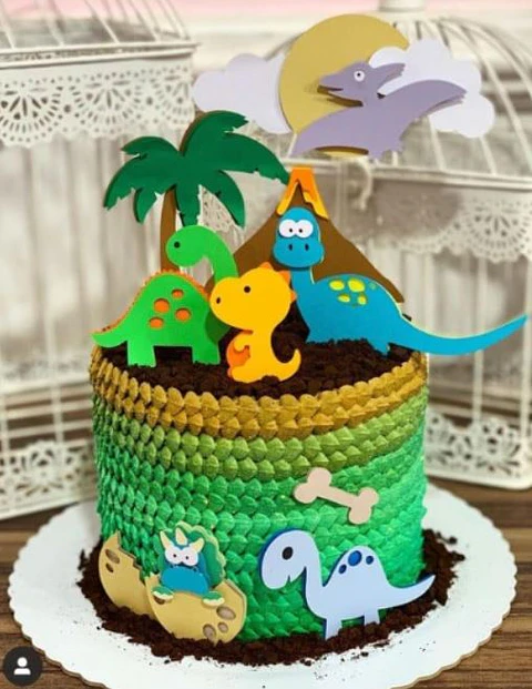Arquivo de Corte Topo de Bolo Dino Dinossauro 109